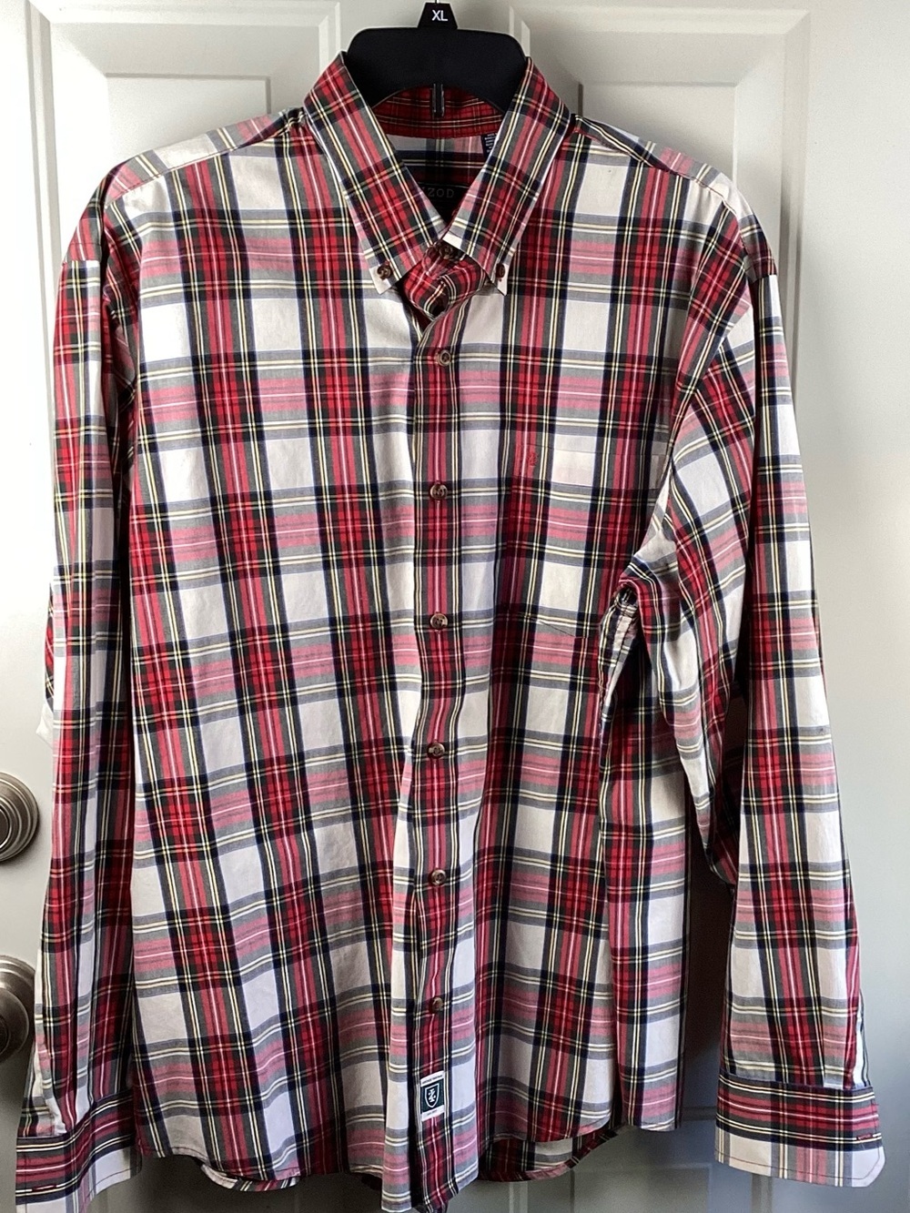 Izod Red White Plaid Button-Down Shirt